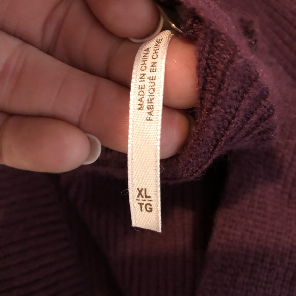 Free people sweater cut out dark red puff sleeve new - Picture 8 of 12